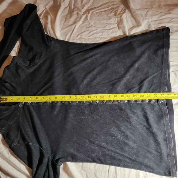 TRYST Vintage Lightweight Distressed Black Button Down Hoodie - Picture 2 of 10